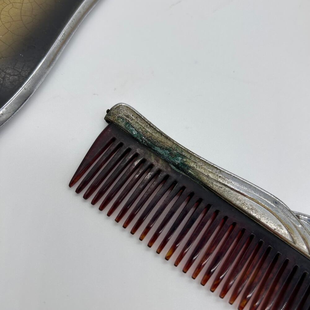 Vintage 60's Vanity Set Mirror Brush Comb Art Deco Bodoir Dressing Table Decor - Picture 9 of 12